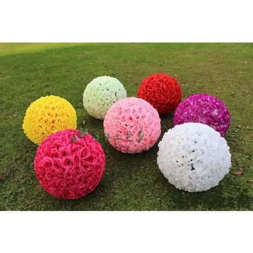 60 CM/23" Artificial Encryption Rose Silk Flower Kissing Balls Large Size For Christmas Ornaments Wedding Party Decorations