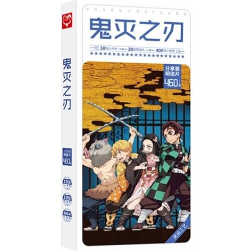 Anime Demon Slayer: Kimetsu No Yaiba Cosplay Postcard Post Cards Sticker Artbook Gifts Set