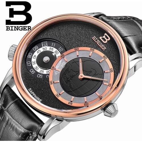BINGER Men's Watch With Leather Strap