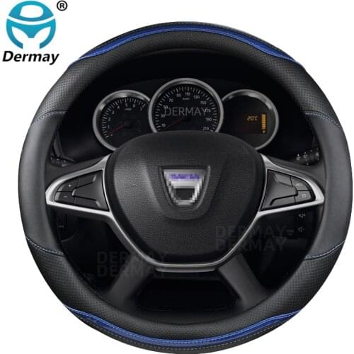 For Dacia Logan 1 2 3 I II III Car Steering Wheel Cover Microfiber Leather + Carbon Fiber Fashion Auto Accessories