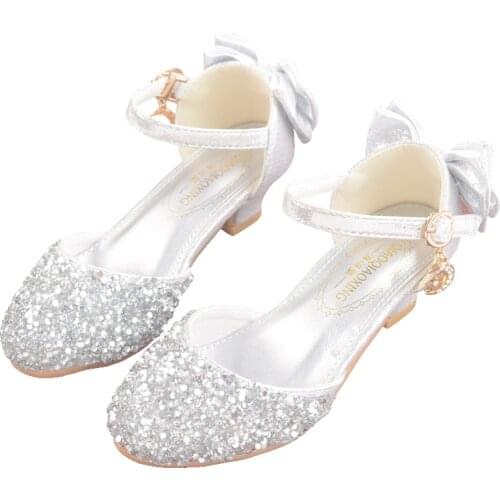 2019 New Princess Girls Shoes Sandals For Kids Glitter bowtie low Heel Children Shoes Girls Party Enfant meisjes schoenen