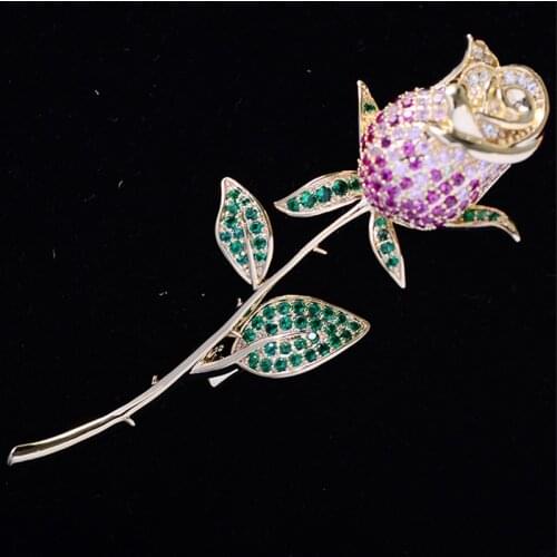 Elegant Rose Pin Fashion Jewelry Beautiful Flower Brooch Pin for Women Graceful Costume Scarf Bag Brooches Pins Female Broche