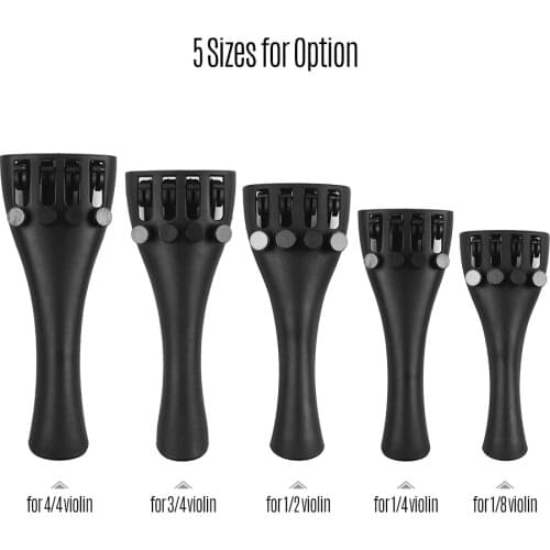 Violin Tailpiece Carbon Fiber Violin Fiddle Tailpiece with 4 Fine Tuners & Tailpiece Gut Cord for 4/4 3/4 1/2 1/4 1/8 Violins