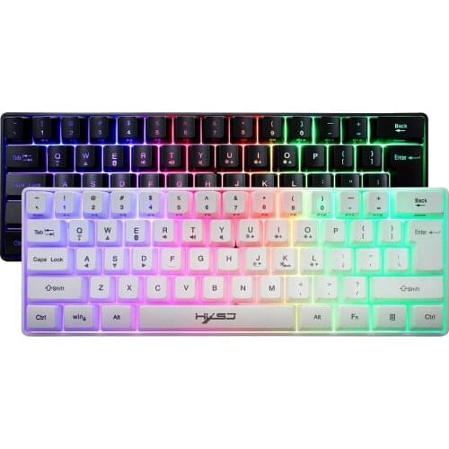HXSJ 61-key Dual-mode Keyboard BT 5.0 Compact Keyboard 2.4G Wireless RGB Backlit Keyboard Double Shot Injection Keycaps Keyboard