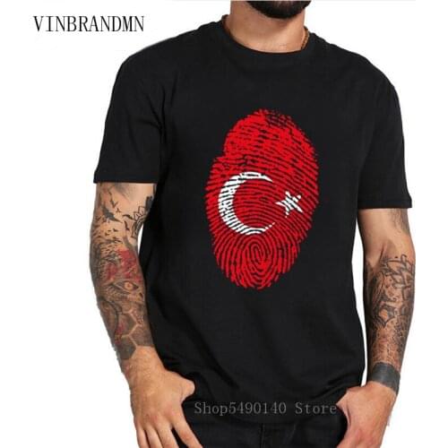 Turkey Fingerprint Design Mens Hipster T Shirt Cotton Summer Romantic City Short Sleeve Funny Turkish Flags T-Shirt Male Tshirt