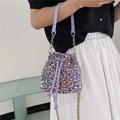 Purses And Handbags For Women 2021 Sequin String Bucket Handbags Tote Ladies Shoulder Bag Girls Crossbody Bags For Ladies