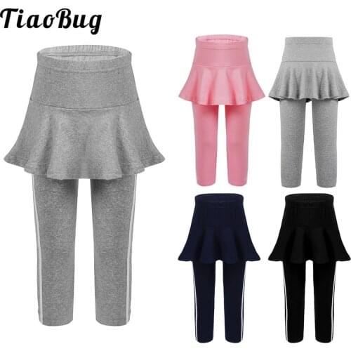 Kid Girl Legging Sports Pants Skirt Ballet Dance Gym Tights High Waist Elastic Casual Pants Legging Sportwear
