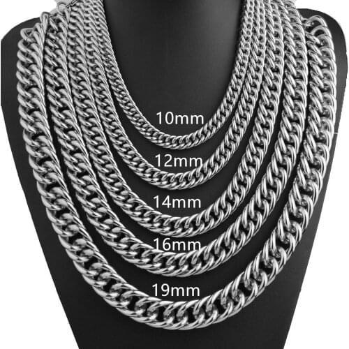 Curb Cuba Link Miami Mens Necklace Bracelet High Quality Stainless Steel Choker Silver Color Hip-hop Male Jewelry Tiasri