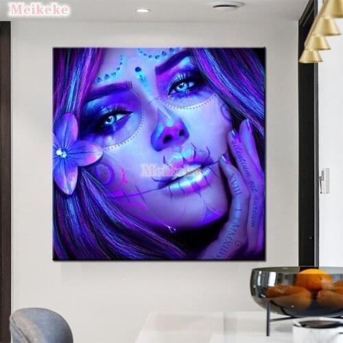 Diy 5D skull lady girl flower Full Diamond Painting cross stitch kits art High Quality Portrait 3D paint by diamonds mosaic gift