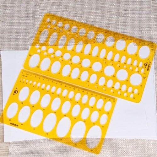 100X Orange Color Plastic Measuring Templates Circle Oval Triangle square Geometric Rulers for Students/Design/Drawing/Teaching