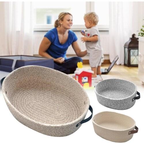 Portable Desktop Storage Basket Cotton Woven Toys Cosmetic Sundries Holder Organizer Box