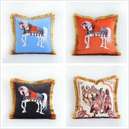 Luxury Embroidery Horse pillow Cover For Couch Designer Pillow Case Home Decorative Living Room fashion pillowcase