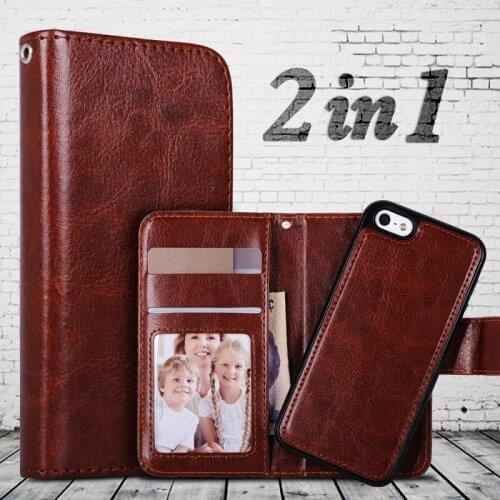 Luxury Coque For iPhone 6 Case 2 in 1 Detachable Wallet Purse PU Leather Case For iPhone 6 6s Plus Magnetic Card Slot Phone Bags