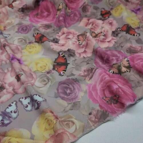 Dress Chiffon Rose Pattern Cosplay Holiday Cloth Fabric For Skirt Scarf