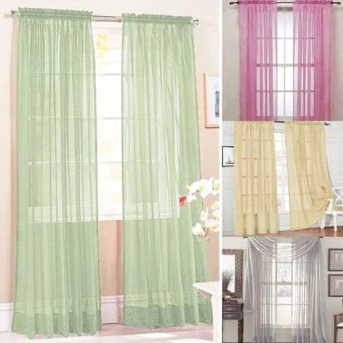 Sheer Voile Curtains French Door Multi-Color Window Tulle Drapery Living Room Balcony Decoration 13 Color Screens Chiffon 70