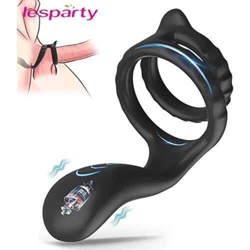 Vibrating Penis Massager Ring Dildo Vibrator Sex Toys for Men Male Masturbator Chastity Belt Cock Ring Vibrator for Men Sex Shop