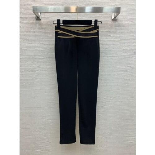 Yoga Exercise Sport 10.28 2021 New High Waist Beading Diamonds Letter Cross-Criss Design Cotton Slim Leggings Women