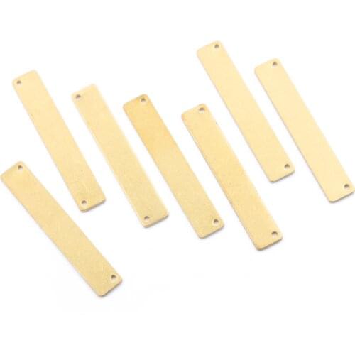 20pcs Raw Brass Rectangle Stamping Blank Engraving Charms Connector For DIY Bracelet Jeweley Findings Making 35*6mm