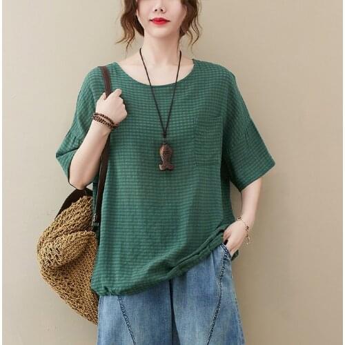 Women Summer Cotton Casual T-shirts New Arrival 2021 Simple Style O-neck Solid Color Loose Comfortable Female Tops Tees S4017
