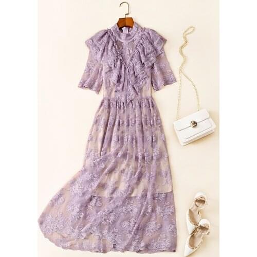 And New summer spring 2021 woman fairy lace collar falbala cultivate morality in the long dress