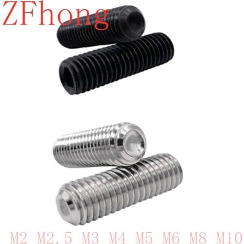 10-50PCS DIN916 M1.6 M2 M2.5 M3 M4 M5 M6 M8 stainless steel black steel cup point headness hex socket set screw grub screw