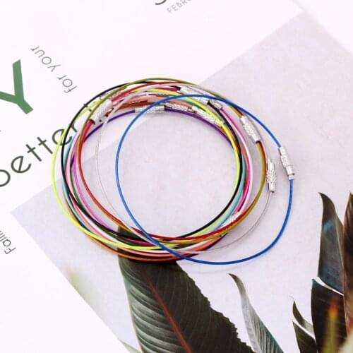 10pcs/lot 9 Inch Silver 1MM Steel Wire Cable Chain Bracelet Cord Screw Clasps Bracelets DIY Circle Jewelry Making Findings