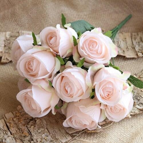 11Heads 50cm Artificial Roses Flower Bouquet Home Bedroom Living Room Wedding Party Decoration Fake Flowers DIY Holding Flores