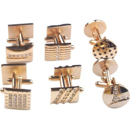 12Sets of Crystal Mens Cufflinks Gold Color Cuff Links #91439