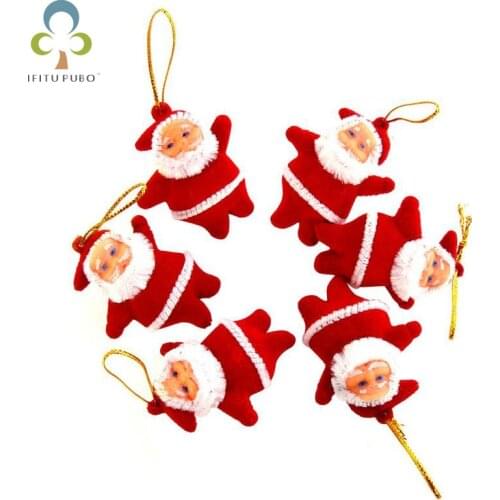12pcs/lot Mini Santa Claus Pendants Hanging Ornaments Xmas Home Decor Christmas Tree Decorations Gifts GYH
