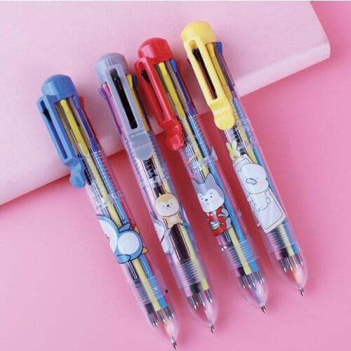 36 pcs/lot Kawaii Transparent Animal 8 Colors Ballpoint Pen Cute Press ball pens School Office writing Supplies Stationery Gift
