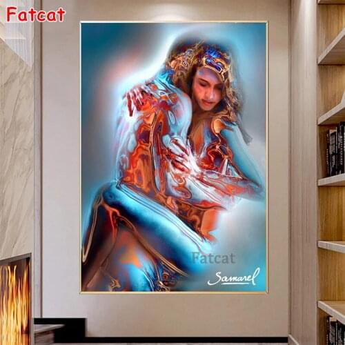 Abstract Naked Couple Woman Diy Diamond Painting Cross Stitch full drill sexy body 5D Diamond Embroidery mosaic art decor PP1914