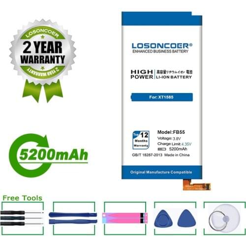 LOSONCOER Battery 5200mAh FB55 Battery For Motorola Moto DROID Turbo 2 XT1585 XT1581 XT1580 Moto X Force SNN5958A