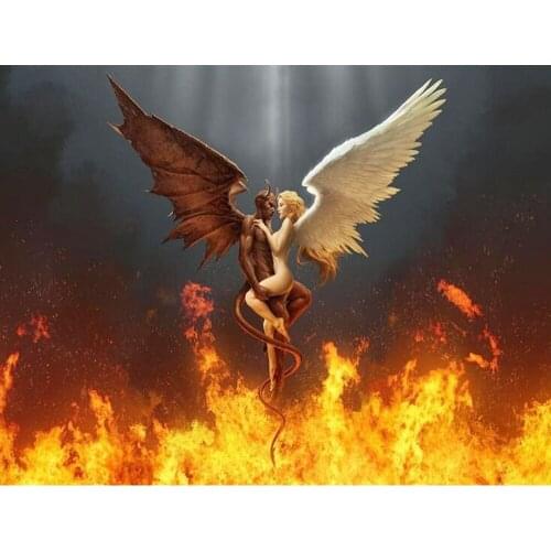 Diamond Art Painting Full Square Mosaic Embroidery 5D DIY Diamond Cross Ctitch Kits Devil angel Home Decoration Painting 30x40cm