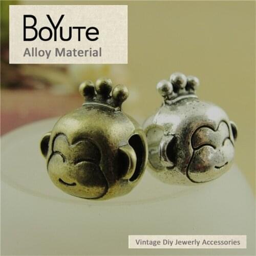 BoYuTe (30 Pieces/Lot) 14*15MM Zinc Alloy Materials Antique Bronze Silver Plated Metal Monkey Beads for Jewelry Findings