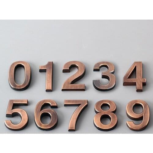 Bronze Digital 0-9 Hotel Adhesive Plating Digital Metal Building Door Address Floor Number Hotel Number Sticker Plate Sign