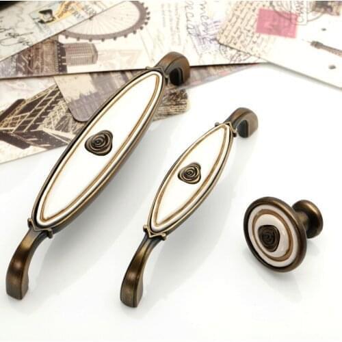 Bronze Zinc Alloy Rose Kitchen Cabinet Handle Antique Cabinet Drawer Handle&Knob Eur-Style Furniture Hardware Bar Pulls