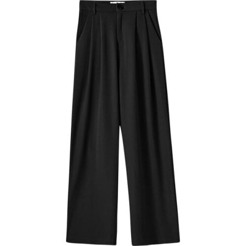 Kpop Seo Yea Ji IU Lee Ji Eun new black loose casual High-waisted straight pants women High street Harajuku loose Solid trousers