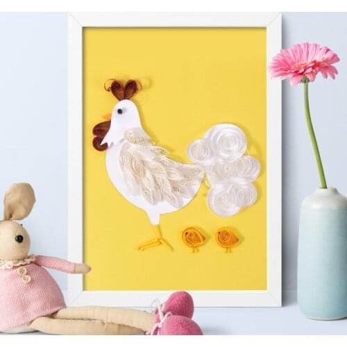 DIY paper creativity Little cute chicken colored art home decoration A4 rolling paper decoupage quilling materials tools Kit
