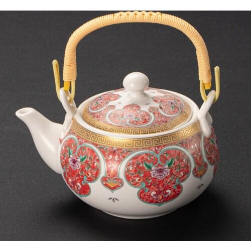 Colored teapot ceramic girder pot Jingde town with filter tea maker restaurant single pot