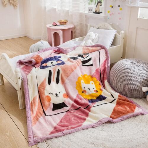 Happy Animal Paradise Children Blanket Raschel Blanket Cartoon Double Layer Warm Winter Cover Baby Small Cloud Blanket Boys Girl