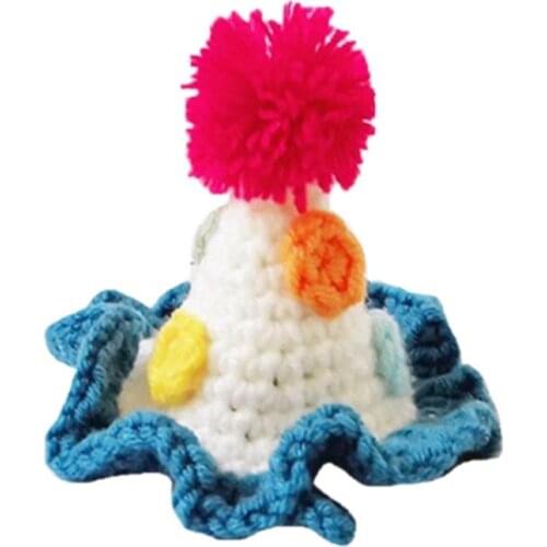 Dorakitten 1pc Cute Pet Hat Pompom Decor Fashion Cat Knit Hat Dog Birthday Hat Kitten Cone Hat Pet Supplies Clothing Accessories