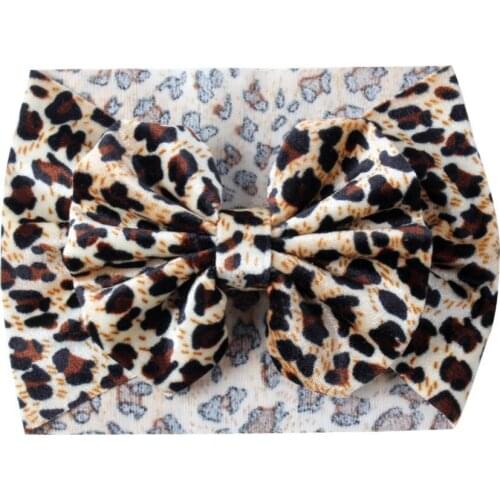 Leopard Bow Hair Elastic Headbands Girls 5'' Big Hair Hairband For Baby Print Glitter Hair Bands Hair Accessories