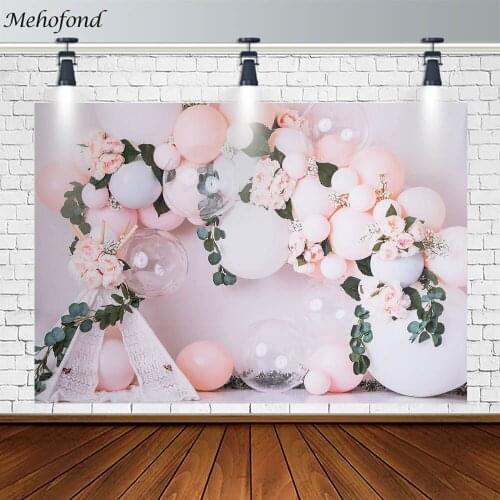 Mehofond Wedding Custom Birthday Party Backdrop Pink White Balloon Decor Photography Background Photo Studio Banner Photozone