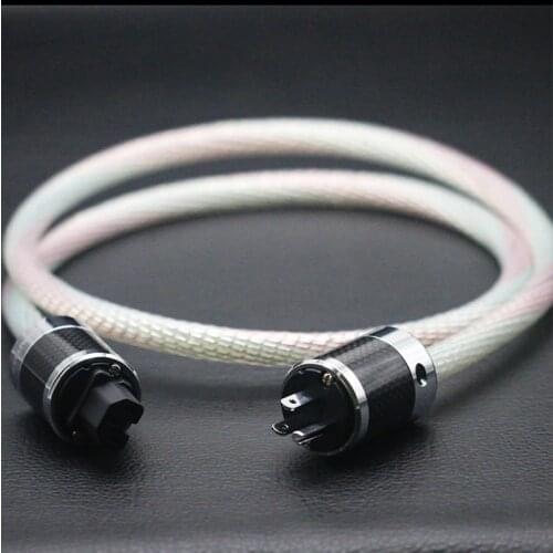 Hifi audio Hi-End Valhalla 7N copper + pure Silver +Carbon fiber US plug Amp CD player power cable power cord