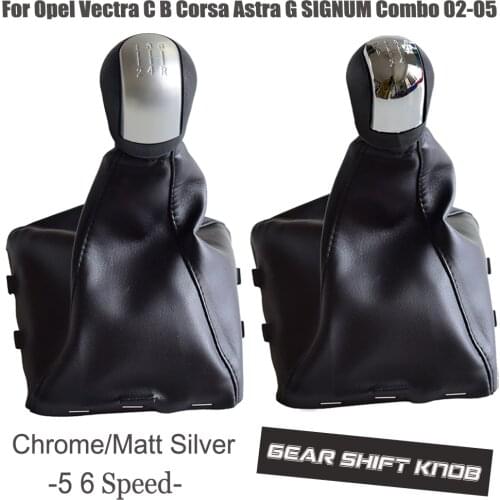 Chrome & Leather Car Shift Gear Knob Lever Gaitor Boot Cove For Opel Vectra C 2002-2005