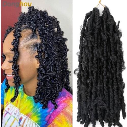 Distressed Butterfly Locs Crochet Hair Synthetic Crochet Braid Locks Butterfly Faux Locs 1B 27 30 1B Bug Black Messy Soft Locs