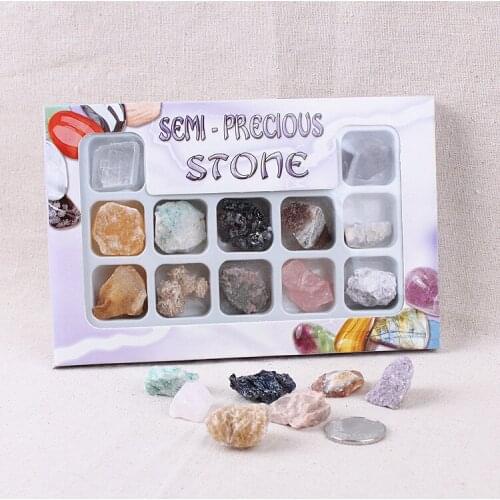 Mineral Rock Specimen 12 Kinds Mixed Geography Ore Science Teaching Supply Mineral Geological Teaching Materials Gift for Kids