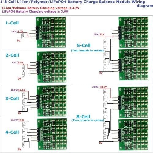 3.7V 4.2V 12V Li-ion/Polymer 3.2V 3.6V LiFePO4 Multi-cell Battery packs Charge Balance BMS Protection Module