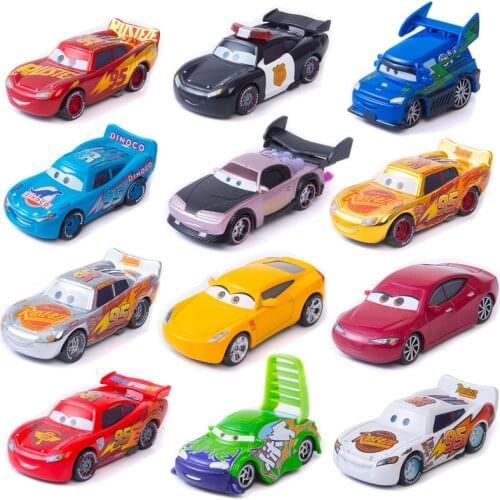 Disney Pixar Cars 3 Cars Lightning McQueen Flames DJ Rotz Mother Jackson Storm 1:55 Diecast Metal Alloy Toy Car Model Kids Gift