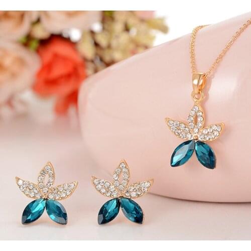 Star Jewelry Sets Stud Earrings Crystal Jewelry Set Rhinestones For Women Pendant Necklace/Earrings/ Sets For Women Wedding Gift